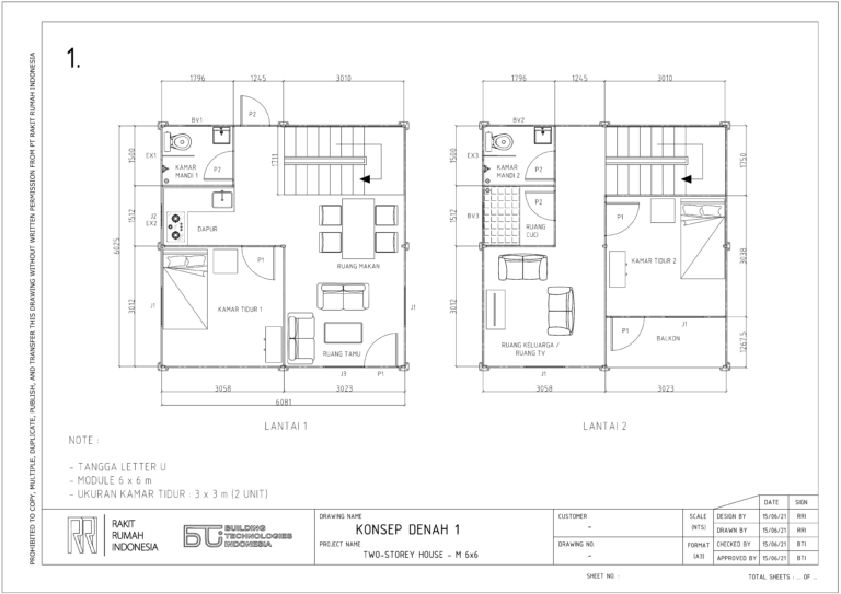 Module House 6 x 6 – 2 Bedrooms – Rakit Rumah Indonesia